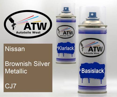 Nissan, Brownish Silver Metallic, CJ7: 400ml Sprühdose + 400ml Klarlack - Set, von ATW Autoteile West.